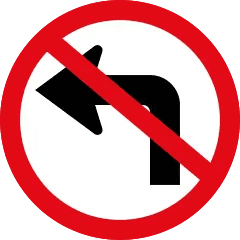 Left Turn Prohibited Ahead
