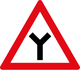 Fork in the road sign with Y-shaped symbol