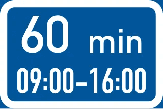 Parking is Permitted Within the Hours Specified, with a 60-Minute Limit