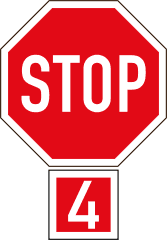 Diagram showing right-of-way rules at a 4-way stop